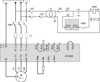 Connections and Schema Connection Diagrams Diagram with Line Contactor Connection diagrams conforming to standards EN 954-1 category 1 and IEC/EN 61508 capacity