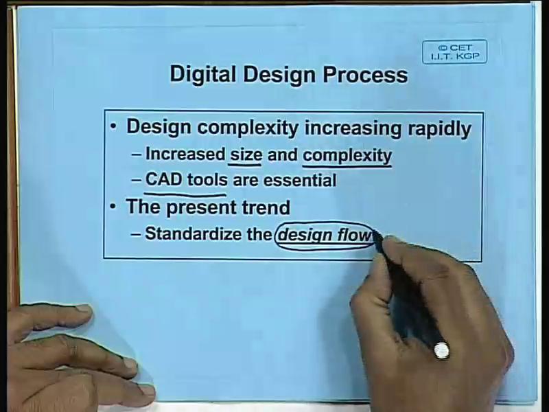 We begin by talking something about digital circuit design flow okay. (Refer Slide Time: 05:21) So we look at the digital design process from the perspective of a designer.
