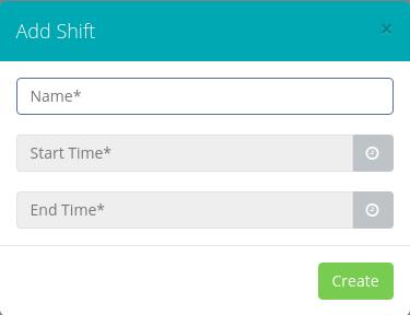Adding a shift If a new shift has to be added, click on the 'Add Shift' button above the grid.