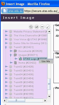 9. Locate the UTAS logo open the UTAS Sites folder, scroll to the bottom of