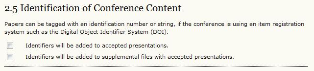 5 Identification of Conference Content You can also choose to use an identification system, such as