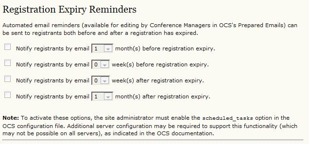 Figure 58: Registration Information Registration Expiry Reminders Automated email reminders are available in the Registration Policies section.