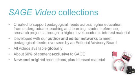 SAGE Video collections This slide explains how the content on the platform was developed, chosen and