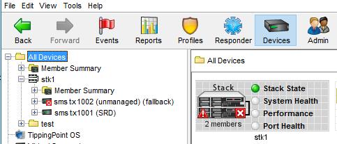 Stack is in Intrinsic HA Layer-2 Fallback The icon indicates the stack is in Intrinsic HA Layer-2 Fallback.