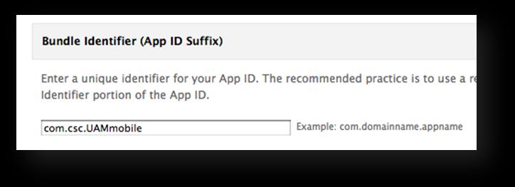 5. Fill in the complete Bundle Identifier: 6. Hit Submit to get back to the list of all your App IDs 7. You re Done!
