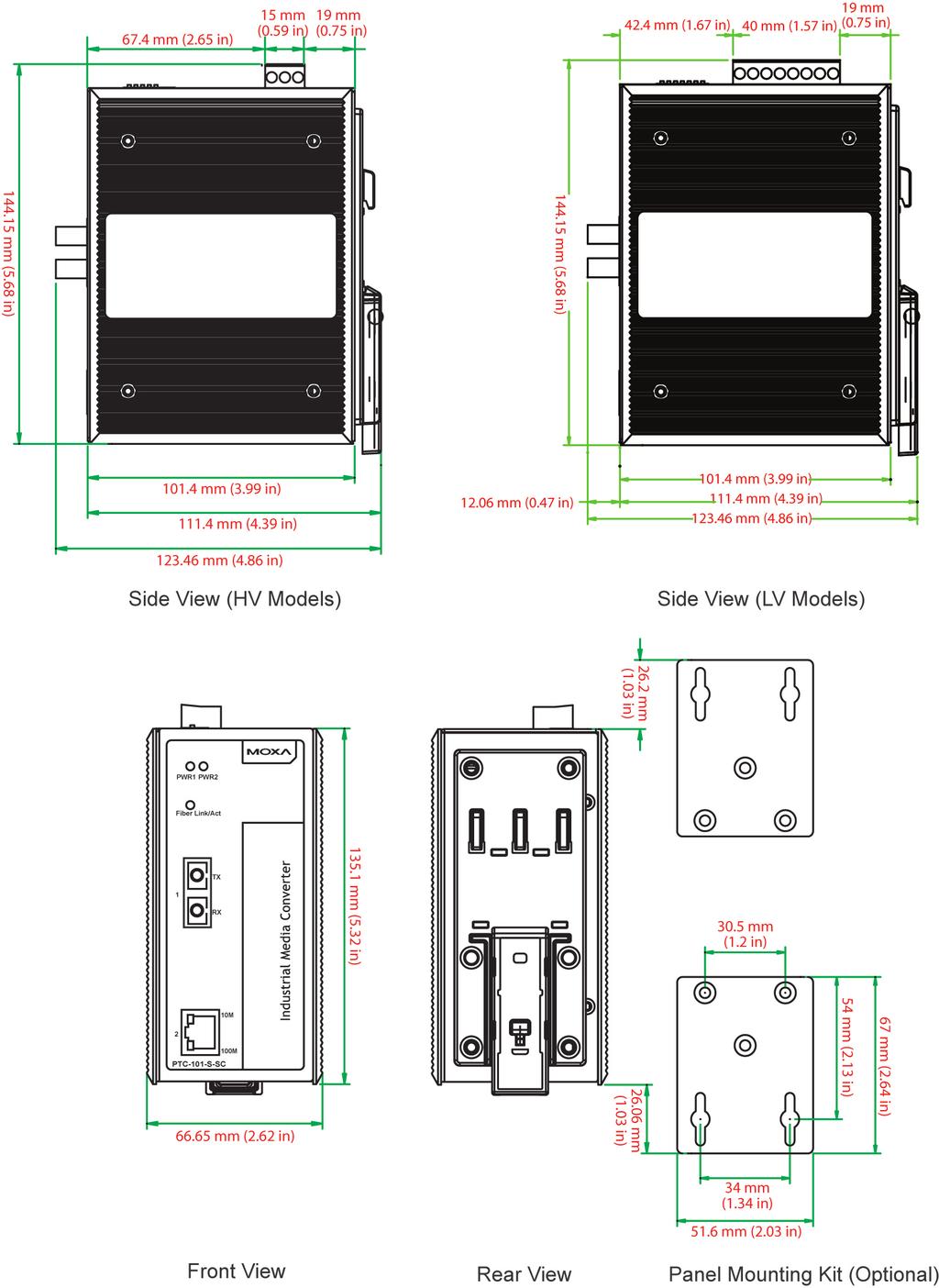 Dimensions (for the PTC-101-S-SC; other models available by request) Wiring Requirements ATTENTION Safety First!