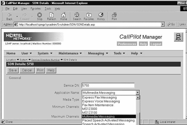 May 2004 Migrating Meridian Mail data to CallPilot 3 Click the Service DN of the application that you want to put into service.