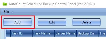 AutoCount Scheduled Backup Setting To setup scheduled backup, click on the