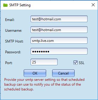 SMTP Setting for receiving email SMTP Host and Port