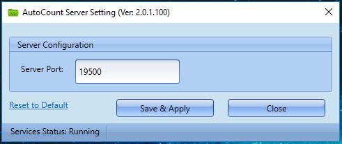 AutoCount Server Setting AutoCount Server setting is for user to modify the port that required to backup for your client pc.