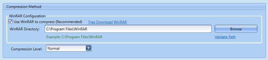 Backup/Restore Setting It is recommended to use WinRAR to compress your backup if your databases are large.