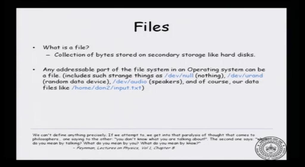 Introduction to Programming in C Department of Computer Science and Engineering Lecture No. #47 File Handling In this video, we will look at a few basic things about file handling in C.
