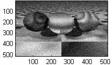 8 (c), (e) and (g) are the three embedded images. All images are 512 by 512 pixels. Fig. 8 (b) shows the extracted cover image, which has PSNR 32.91 db. Fig. 8 (d), (f) and (h) show the extracted images, which have PSNR values of 17.