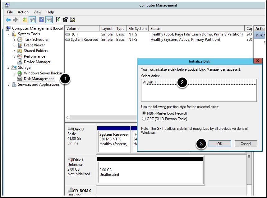 Initialize iscsi Disk Open the Computer Management Tool; Double click the Computer Management shortcut on the desktop 1.