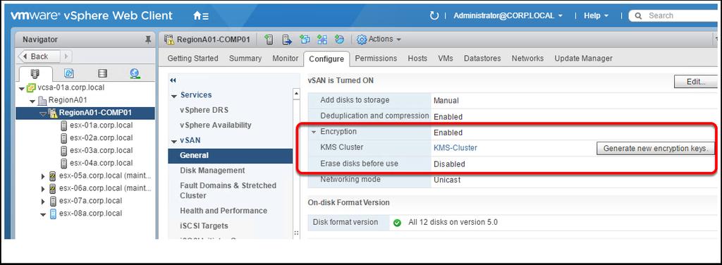 Each of the Disk Groups in the vsan Cluster have to be removed and recreated.