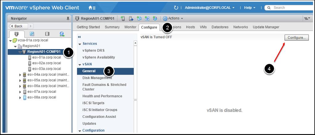 Enable vsan In your lab environment, vsan is currently disabled. In this lesson we will show you how to enable or turn on vsan in a few easy steps.