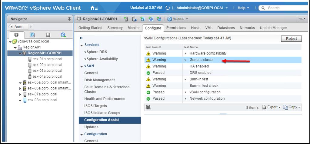 Configuration Assist Configuring settings like vsphere HA/DRS are also accomplished from the Configuration Assist UI.