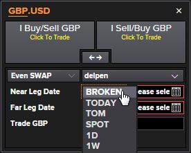 Chapter 4 Trading FX Even SWAP (example shown with I Sell/Buy action) Select tenor (or broken value date) for both legs Click I Sell/Buy button to trade 1 2 Edit the details (if required) Click