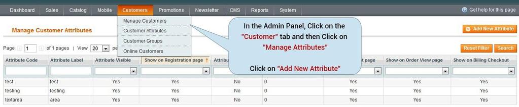 Configuration How to create customer attributes Admin can