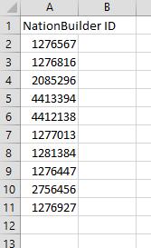 If the poll and sequence numbers are not located in the master sheet, the NationBuilder ID field will say Could not find ID.
