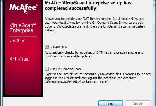 20. Once the installation has completed, McAfee will give you a successful installation confirmation screen.