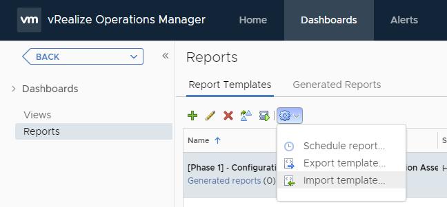 4. Navigate to Dashboards / Reports. 5. Import the attached reports. VCPP Virtual License Counts.zip Figure 12.