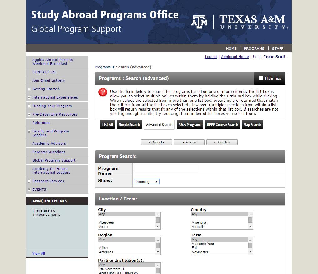 15. A) In Program Name box, type in the name of your home university.