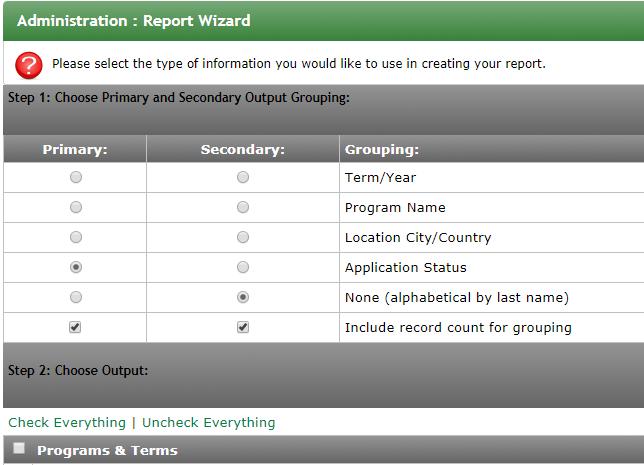 CREATING REPORTS IN STUDIO ABROAD 1. Go to your Admin Home screen. In your Saved Queries, click the Query that you would like to use to create a report.