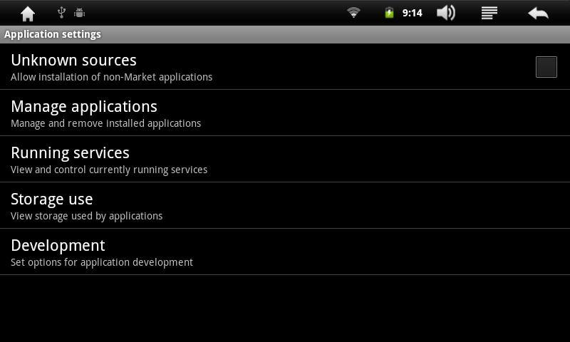 2.3.4 Application Select Unknown sources in Application settings menu first when you want