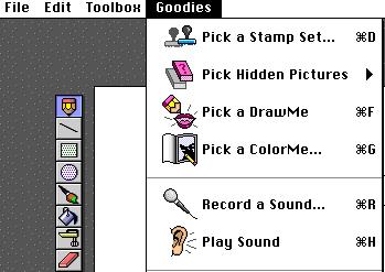Kid Pix SlideShow 1. Open Kid Pix and make a title page with text and a picture. 2. Go to Goodies and Record a Sound to make a recording of the text.