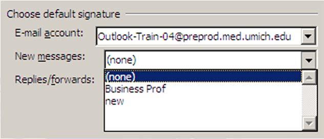 going items. Once an E mail Signature has been created it can be assigned as a default for specified types of out going items. These assignments can be modified, deleted or edited as needed.