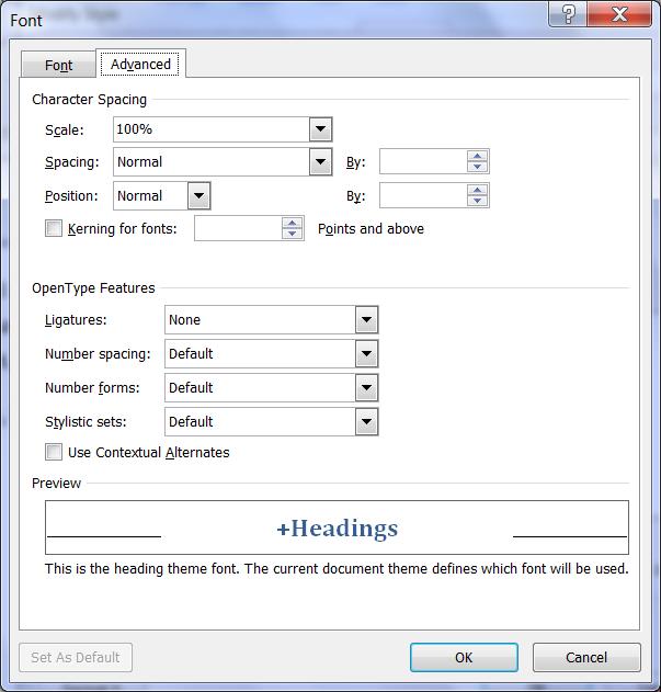 Advanced settings, however, are also available. Click on the Advanced tab.