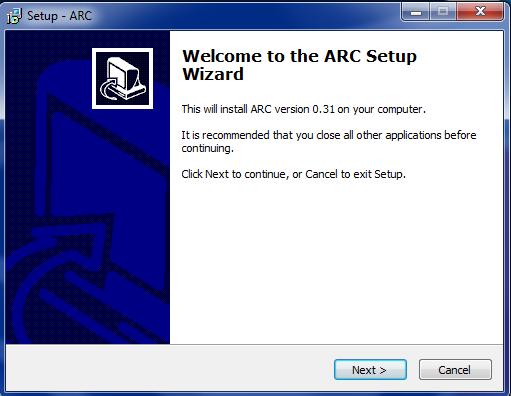 Installing the ARC Software 1. Locate the Setup file provided on the flash drive. Double click this file in order to start the installation process.