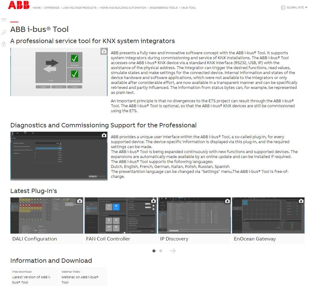 ABB i-bus Tool The ABB i-bus Tool can be downloaded free of charge at www.abb.
