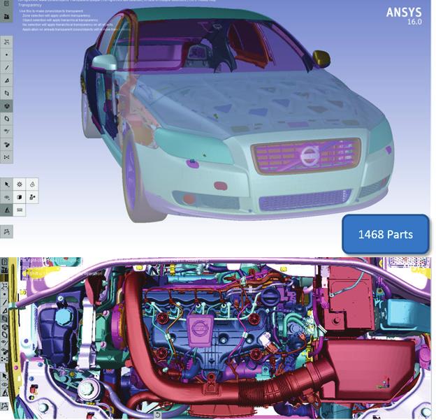 Very large, complex geometries can be processed faster and more easily in ANSYS 17 (Courtesy of Volvo) At this stage, ANSYS SpaceClaim Direct Modeler is the ideal solution to prepare the geometry for