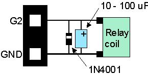 For instance if the external device is a relay it must be fully clamped (using a diode and capacitor) to absorb any generated back electro-motive force (EMF).