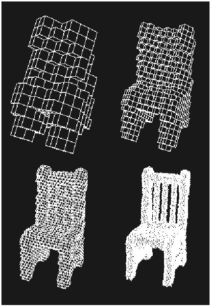 of a progressive mesh is also very long, several hours on models with a million faces (Hoppe, 1997a). Figure 6: A model of a chair in an octree (Hoppe, 1997b).