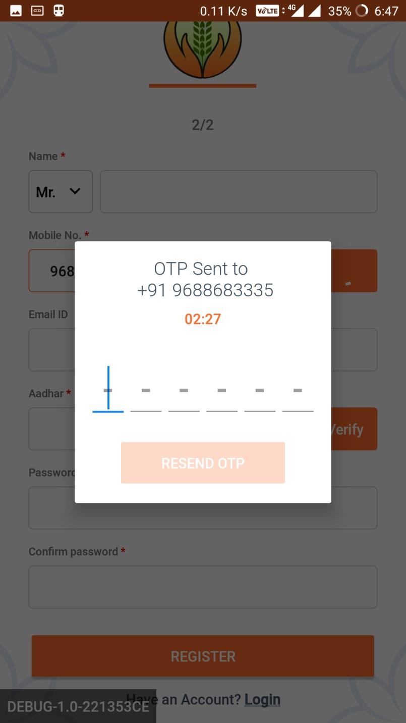 How to Register Step bystep Step 2.1 OTP Verification The user is expected to enter the OTP.