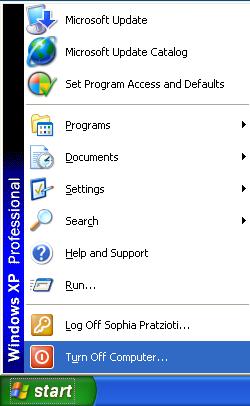 Shut Down the Computer (Windows XP) The procedure below allows us to