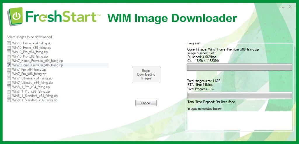 If your service machine has limited storage space, we recommend focusing on downloading all of the 64 bit versions, as these are the most commonly used WIM images.