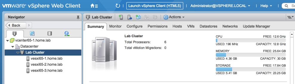 This is what my nested lab vcenter looks at this point: 4.
