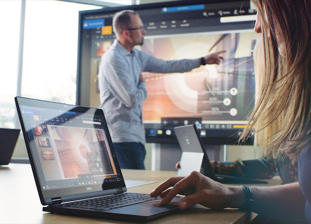 OptiPlex 7060 Micro PC enabled with Intel Unite and a Dell 4K Interactive Large Monitor bring to life a powerful, collaboration solution for the modern ways people meet.