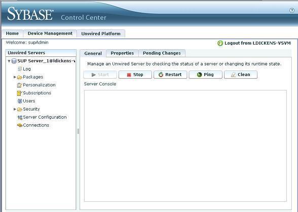 Getting Started Connecting to Sybase Control Center Goal: Open the Web-based Sybase Control Center administration console to manage Unwired Server and its components.