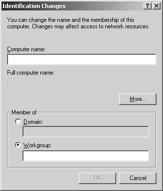 To verify the computer name and workgroup Computer names are displayed on the status indication window of the Wireless Palette. 1 From the Start menu, click Settings, then click Control Panel.