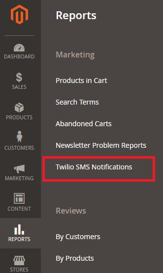 If enable to save SMS history, go to REPORTS- >Marketing- >Twilio SMS