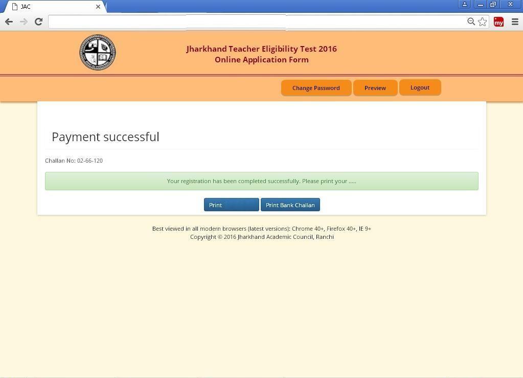 Final Submission Page : 1. Generation of this page indicates that your application has been successfully submitted into the system. 2.