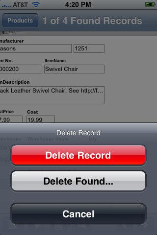 37 Delete Found Set To delete a found set of records, simply perform a find, and then click on the trashcan icon. You will be presented with a choice of options.