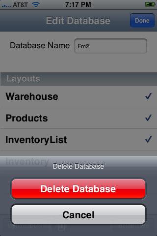 42 Select the Delete Database button to
