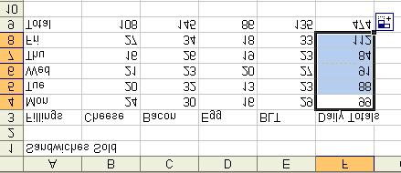 Note: E9 will show the sum of column E and F9 will show the sum of column F although column F is incomplete at the moment.