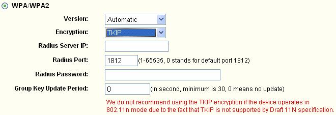 Type - you can choose the type for the WEP security on the pull-down list.